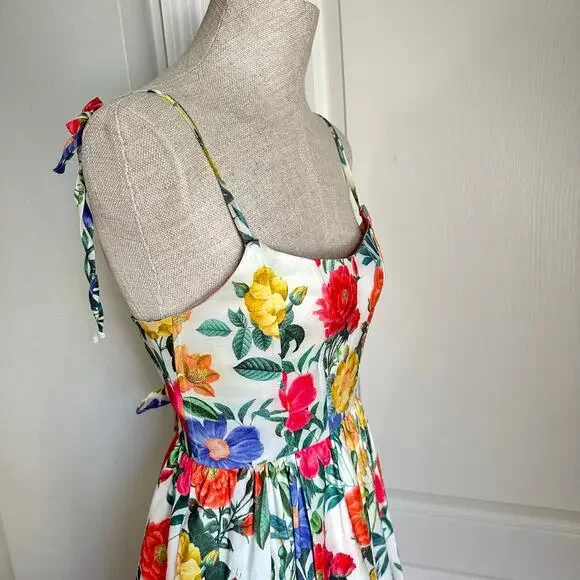 Show Me Your Mumu Juliet Maxi Dress in Charm Peony White Taffeta Sz S - Picture 6 of 15